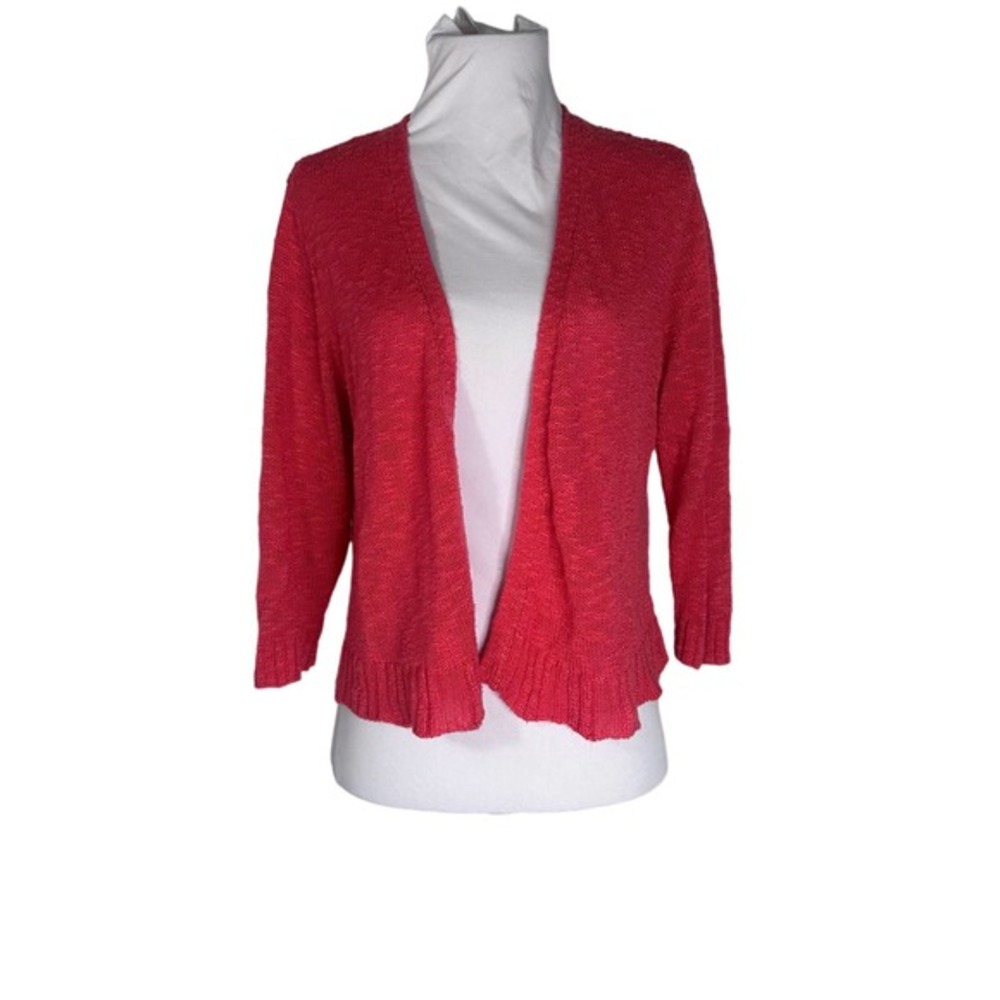 New Directions Coral Open Front Cardigan Sweater PM